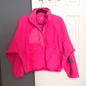 Free People Hit The Slopes Fleece Jacket - Tropical Pink color, size small